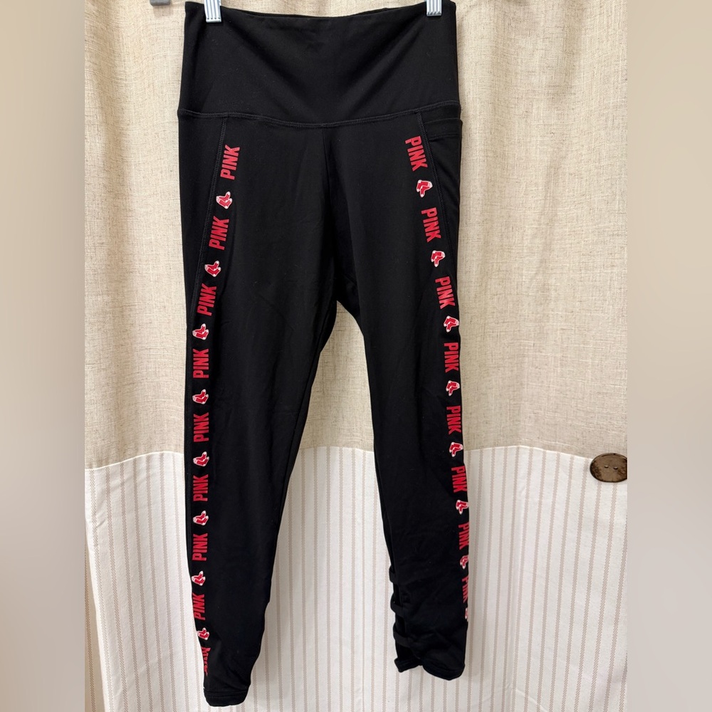 PINK Victoria's Secret Black Leggings with Boston Red Sox Logo